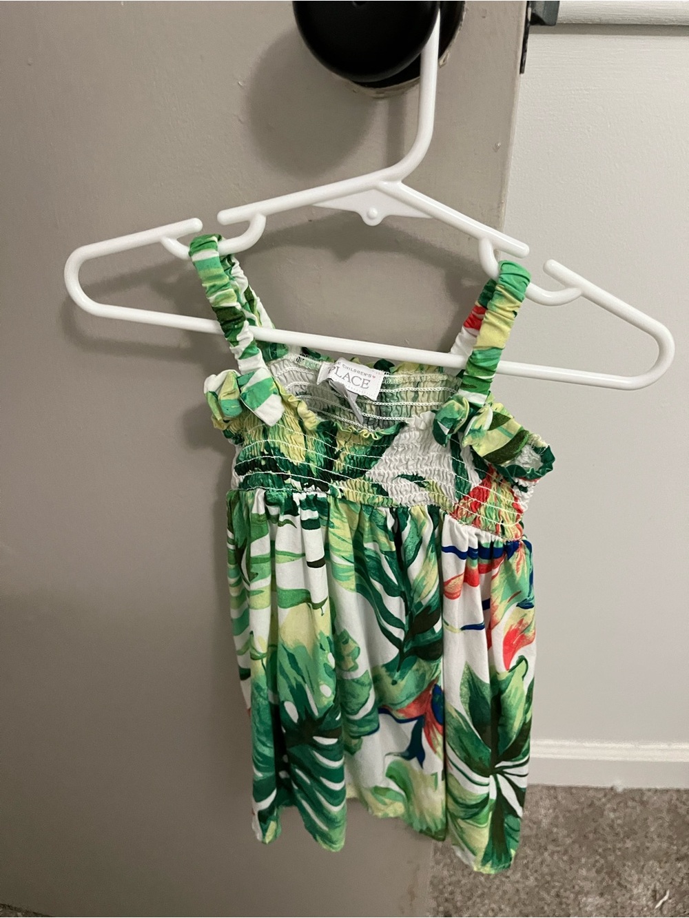 The Children's Place Green Tropical Print Smocked Dress